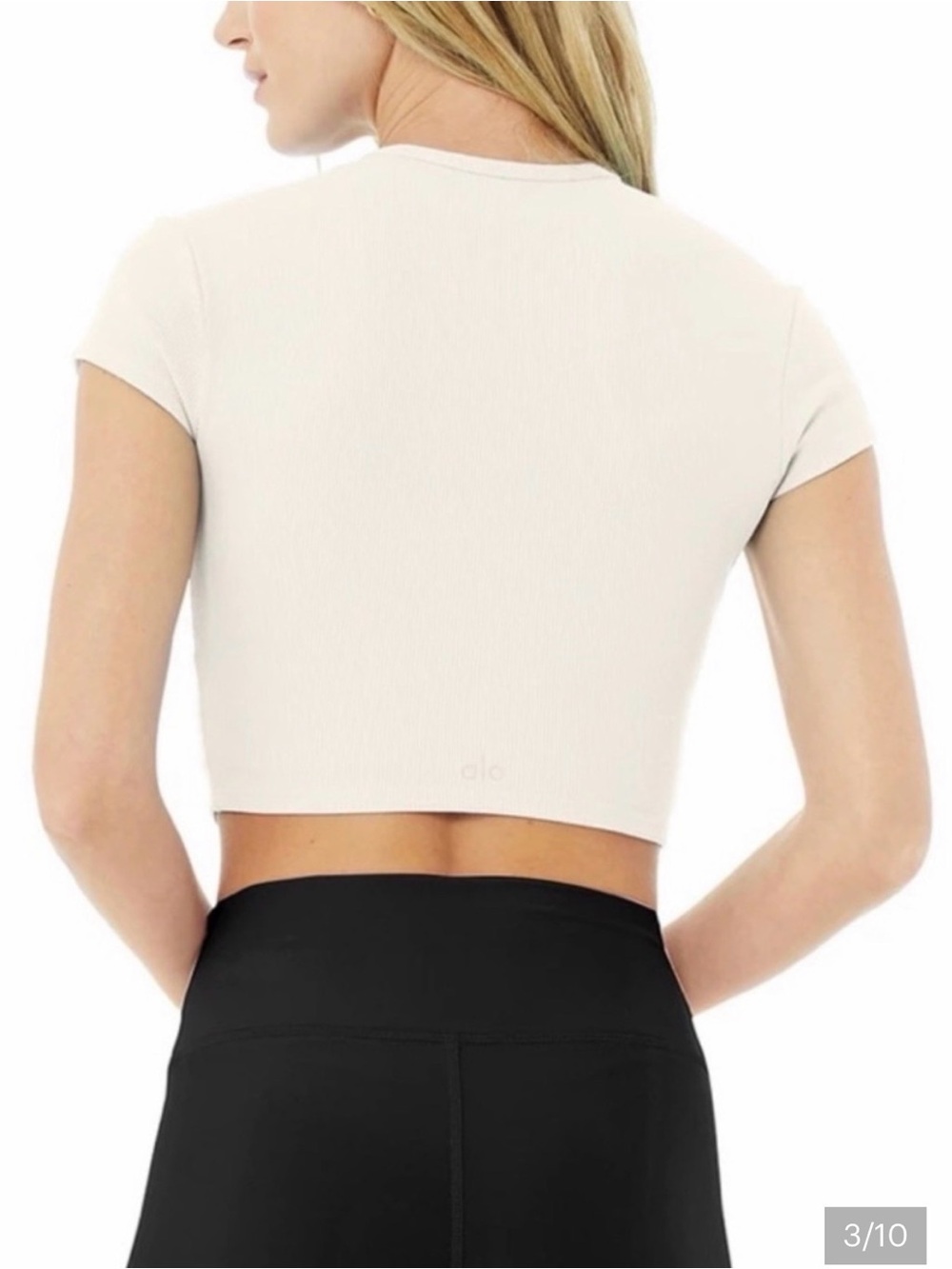 Alo Yoga Ribbed Short Sleeve Crop Top Size S